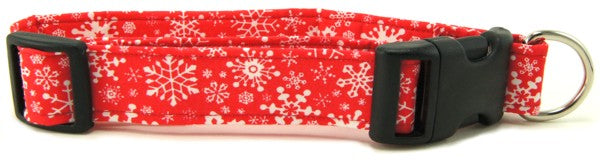 RED SNOWFLAKES DOG COLLAR