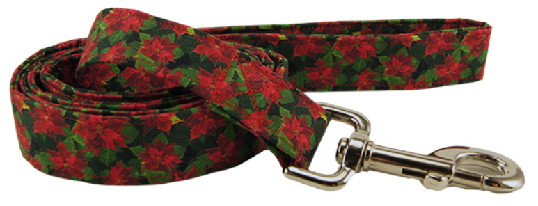 TINY POINSETTIAS DOG LEASH