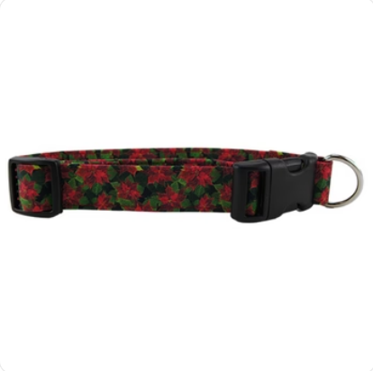 TINY POINSETTIAS DOG COLLAR