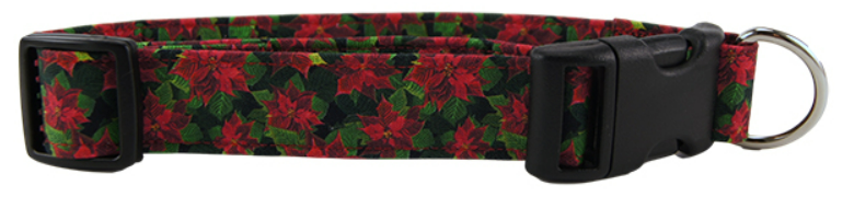 TINY POINSETTIAS DOG COLLAR