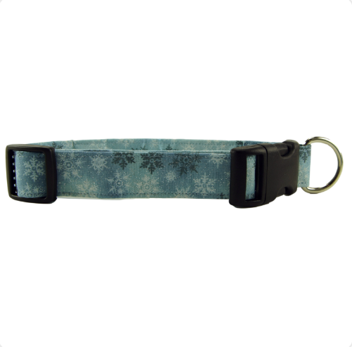 FROSTY BLUE METALLIC SNOWFLAKE DOG COLLAR