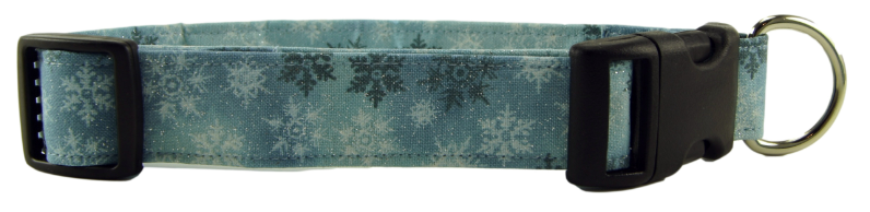 FROSTY BLUE METALLIC SNOWFLAKE DOG COLLAR