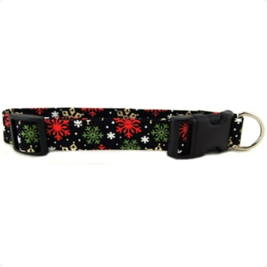 PEPPERMINT SNOWFLAKES DOG COLLAR
