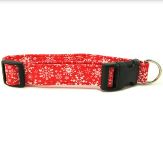 RED SNOWFLAKES DOG COLLAR