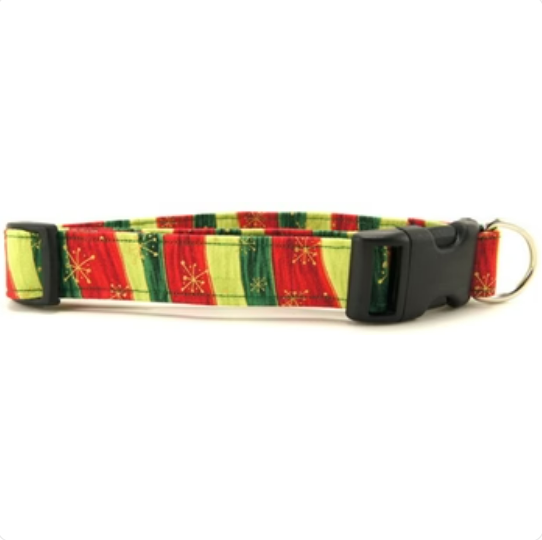 WAVY CHRISTMAS STRIPES DOG COLLAR