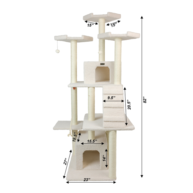 Real Wood B8201 Classic  Ivory Cat Tree Multi Levels W Ramp